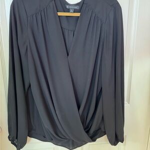 INC International Concepts Black Drape Blouse